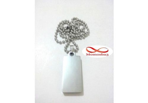 Chaine maille boule + Plaque avec pierre - Acier inoxydable au meilleur prix au Maroc