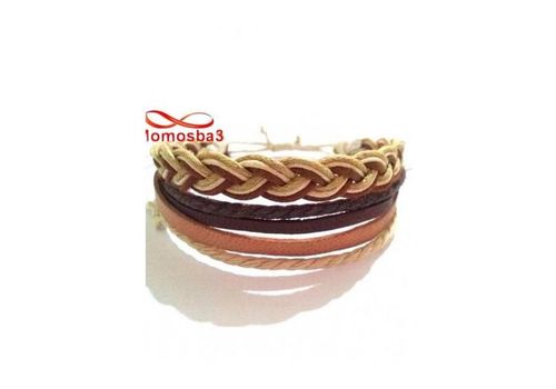 Bracelet Torsadé Cuir Et Fil Réglable au meilleur prix au Maroc