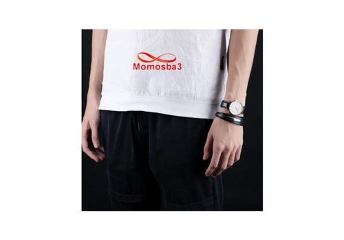 Bracelet En Cuir Noir Et Acier Inoxydable + Sachet De Bijoux au meilleur prix au Maroc