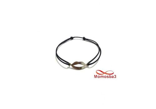 Bracelet Fil Noir Réglable Avec Pendentif Bouche En Acier Inoxydable - Unisex au meilleur prix au Maroc