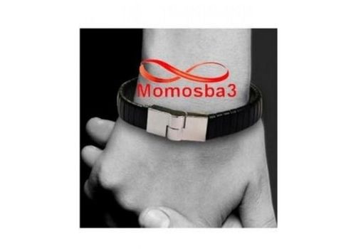 Bracelet Cuir Noir Avec Fermoir Magnétique - Unisex au meilleur prix au Maroc