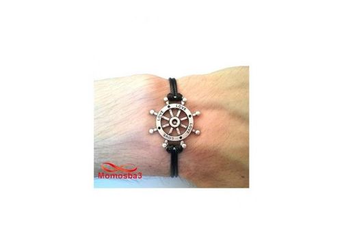 Bracelet Fil Noir Avec Pendentif Marine LOVE Argent Charm Réglable - Unisex au meilleur prix au Maroc