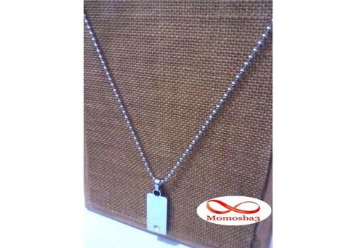 Chaine maille boule + Plaque avec pierre - Acier inoxydable au meilleur prix au Maroc