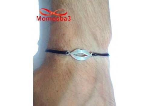 Bracelet Fil Noir Réglable Avec Pendentif Bouche En Acier Inoxydable - Unisex au meilleur prix au Maroc