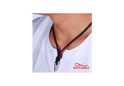 Collier Fil Noir Avec Pendentif Balle En Acier Inoxydable S929 Argenté - Unisex au meilleur prix au Maroc