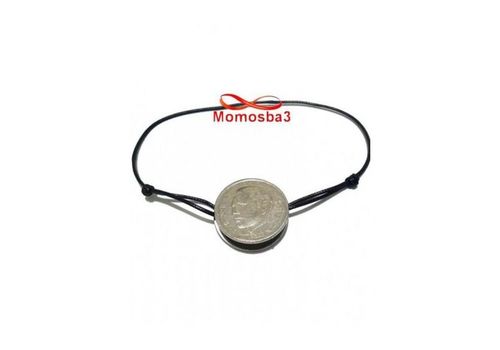 Bracelet Mohammed VI Fil Noir Réglable Avec Pendentif Pièce Taille Moyenne En Acier Inoxydable au meilleur prix au Maroc