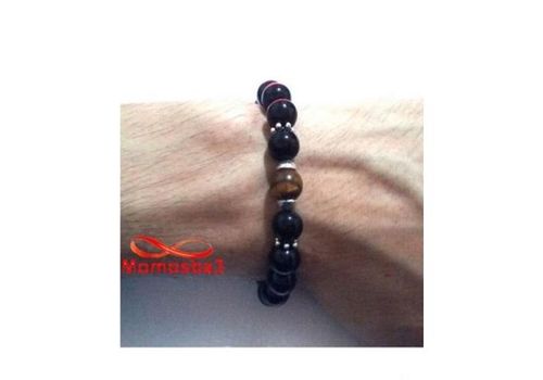 Agate Verre Noir Grande Boules + Pierre TIGER Eye Unisex au meilleur prix au Maroc