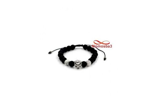 Agate Pierres Naturelle Noir Et BLANC + Pendentif LION (Fil Réglable) au meilleur prix au Maroc