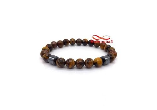 Agate Pierre Naturelle TIGER Eye + Hématite élastique - Unisex au meilleur prix au Maroc