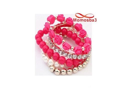 5 Bracelets élastique - ROSE & DORE & BLANC au meilleur prix au Maroc