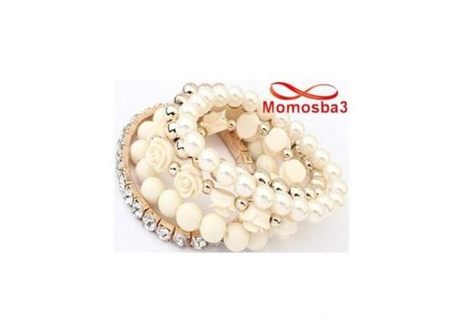 5 Bracelets élastique Pour Femme - BLANC & DORE au meilleur prix au Maroc