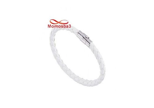Bracelet Cuir BLANC Avec Fermoir Magnétique - Unisex au meilleur prix au Maroc