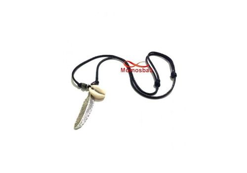 Collier Avec 2 Pendentifs Plume + coquillage Sur Fil Réglable - Unisex au meilleur prix au Maroc