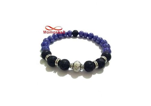 Agate Pierre Naturelle BLEU + Noir - Unisex au meilleur prix au Maroc