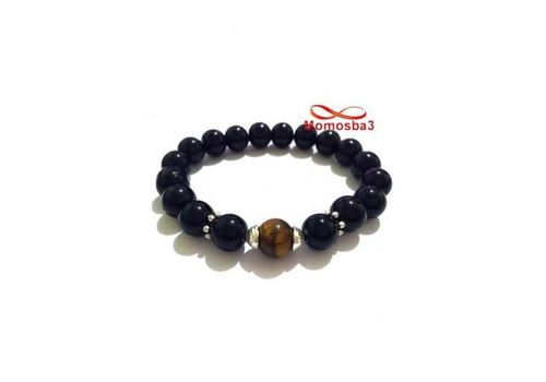 Agate Verre Noir Grande Boules + Pierre TIGER Eye Unisex au meilleur prix au Maroc
