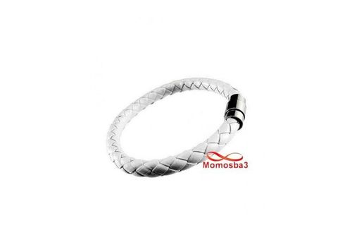 Bracelet Cuir BLANC Avec Fermoir Magnétique - Unisex au meilleur prix au Maroc