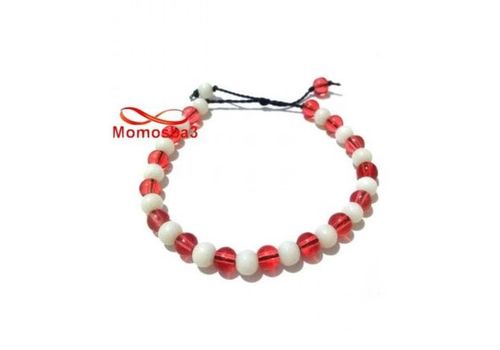 Agate Perles BLANC ROUGE Unisex - Réglable au meilleur prix au Maroc