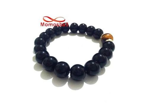 Agate Verre Noir Grande Boules + Pierre TIGER Eye (Unisex) au meilleur prix au Maroc