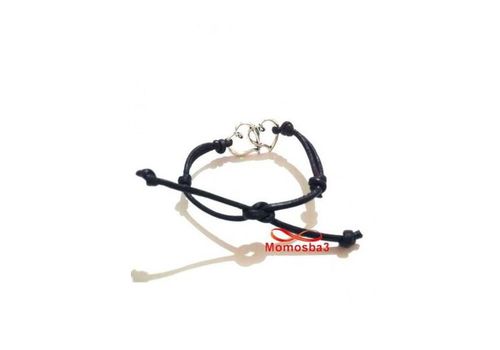 Bracelet Cuir Noir Pendentif 2 Coeurs Unisex (Réglable) au meilleur prix au Maroc