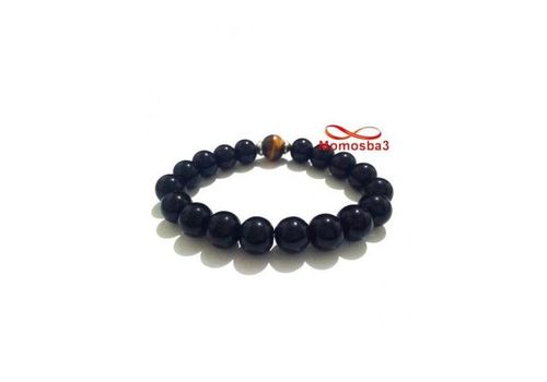 Agate Verre Noir Grande Boules + Pierre TIGER Eye (Unisex) au meilleur prix au Maroc