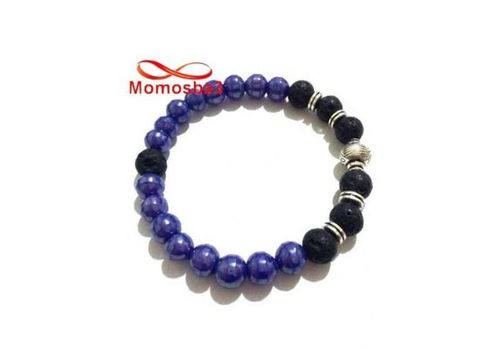 Agate Pierre Naturelle BLEU + Noir - Unisex au meilleur prix au Maroc