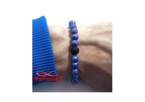 Agate Pierre Naturelle BLEU + Noir - Unisex au meilleur prix au Maroc