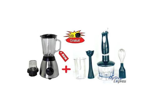 Bomana Mood PACK BLENDER BOL EN VERRE + MOULIN EPICES 700W 1.5L + MIXEUR PLONGEANT 4EN1 + 2 PIECES DE RECHANGES GRATUIT au meilleur prix au Maroc