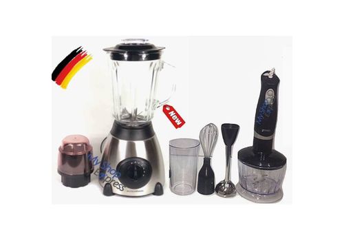 PACK BLENDER 700W BOL EN VERRE 1.5L + MIXEUR PLONGEANT 4EN1 INOX NOIR au meilleur prix au Maroc