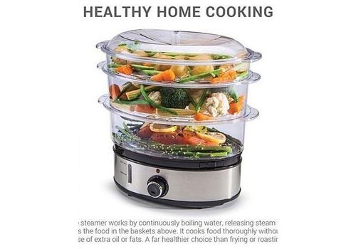 LAMACOM CUISEUR VAPEUR ELECTRIQUE 3 ETAGES 800W LOOK IN au meilleur prix au Maroc