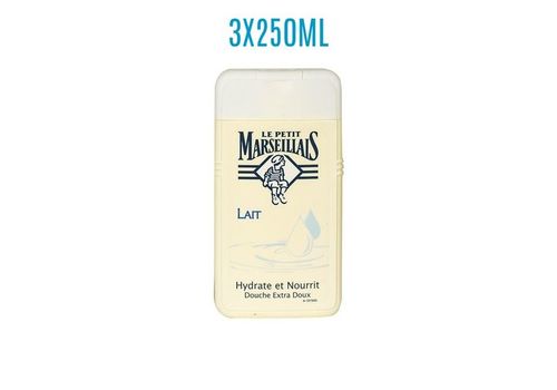 Pack Gel douche Le Petit Marseillais lait, flacon de 250 ml-Lot de 3 au meilleur prix au Maroc