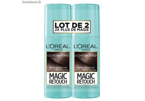 L'OREAL PACK MAGIC RETOUCH SPRAY INSTANTANÉ CHÂTAIN FONCE EFFACEUR DE RACINES 75ML- Lot de 2 au meilleur prix au Maroc