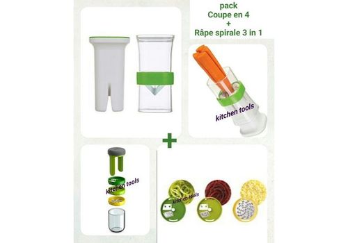 Pack : Coupe Légumes et Fruits + Râpe légumes et fromage spirale 3in1. au meilleur prix au Maroc