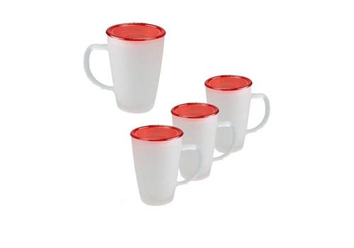 Pack de 4 Mugs en Verre Sablé avec Couvercle au meilleur prix au Maroc