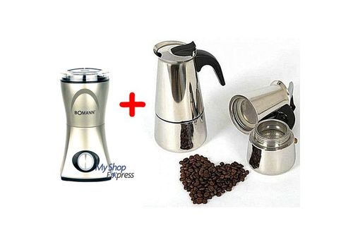 PACK MOULIN A CAFE & EPICES ELECTRIQUE + CAFETIERE ITALIENNE 4 TASSES au meilleur prix au Maroc