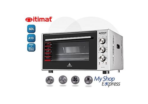 FOUR ELECTRIQUE 60L ITIMAT DOUBLE VITRAGE VENTILATEUR TURBO LAMPE INTERIEUR au meilleur prix au Maroc