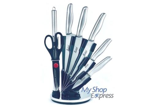 PANDIANI SET DE COUTEAUX INOX - 8 PIECES AVEC SUPPORT ROTATIF au meilleur prix au Maroc