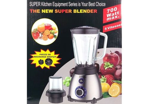 MIXEUR BLENDER BOL EN VERRE AVEC BOUTTON ICE CRUSH + MOULIN EPICES + 2 PIECES DE RECHANGES au meilleur prix au Maroc