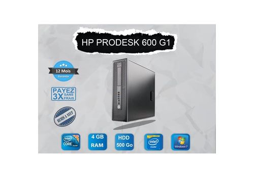 UNITÉ CENTRAL PRODESK  600 G1 I3 (4TH GEN ) 4GO / 500 GO ( REMIS A NEUF ) au meilleur prix au Maroc