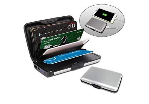 PORTEFEUILLE ALUMINIUM AVEC CHARGEUR | CHARGEUR - POWER BANK 2000 MAH |2 EN 1 | ORGANISATEUR DE CARTES ET CHARGEUR TELEPHONE au meilleur prix au Maroc