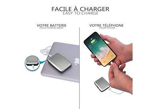PORTEFEUILLE ALUMINIUM AVEC CHARGEUR | CHARGEUR - POWER BANK 2000 MAH |2 EN 1 | ORGANISATEUR DE CARTES ET CHARGEUR TELEPHONE au meilleur prix au Maroc