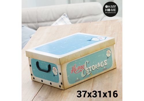 Boîte de Rangement en Carton avec Couvercle et Poignées Vintage Oh My Home au meilleur prix au Maroc