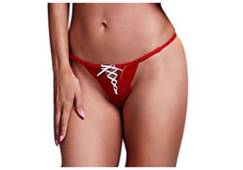 Panty en dentelle noire ruban blanc L Baci Lingerie BW3116-REDL au meilleur prix au Maroc