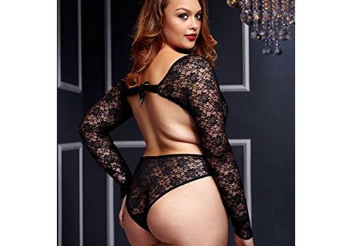 Body à lacets noir avec ouverture arrière grande taille Baci Lingerie BW3102 au meilleur prix au Maroc