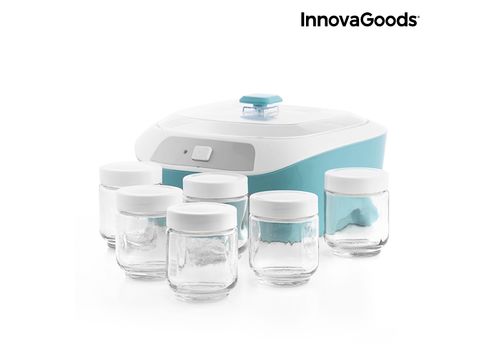 Machine à Yaourt Vintage avec 6 Pots InnovaGoods 1 L 20W Blanc Turquoise au meilleur prix au Maroc