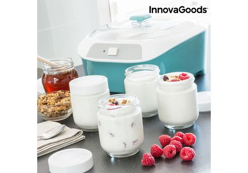 Machine à Yaourt Vintage avec 6 Pots InnovaGoods 1 L 20W Blanc Turquoise au meilleur prix au Maroc