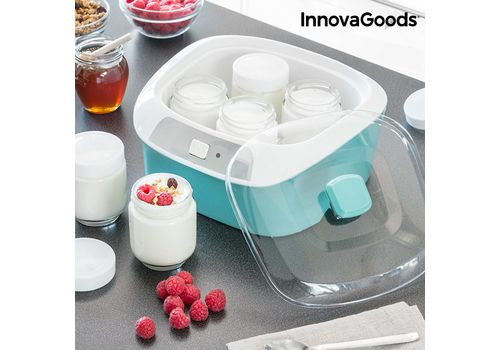 Machine à Yaourt Vintage avec 6 Pots InnovaGoods 1 L 20W Blanc Turquoise au meilleur prix au Maroc