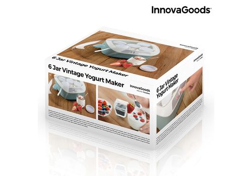 Machine à Yaourt Vintage avec 6 Pots InnovaGoods 1 L 20W Blanc Turquoise au meilleur prix au Maroc