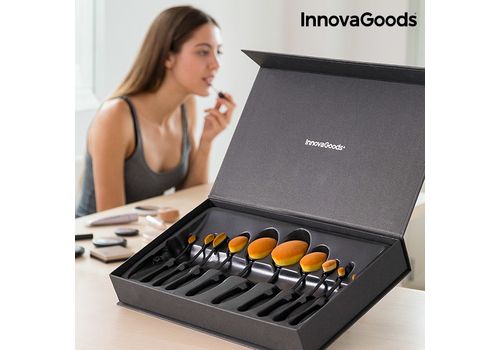 Ensemble de Brosses de Maquillage Professionnel Ovales InnovaGoods (11 Pièces) au meilleur prix au Maroc