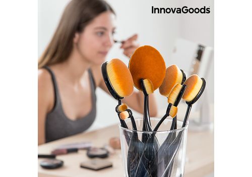 Ensemble de Brosses de Maquillage Professionnel Ovales InnovaGoods (11 Pièces) au meilleur prix au Maroc