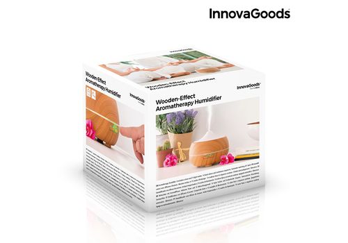 Humidificateur Diffuseur d'Arômes LED Wooden-Effect InnovaGoods au meilleur prix au Maroc